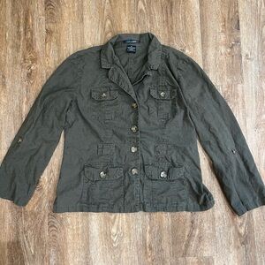French Cuff Dark Olive Utility Jacket